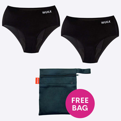WUKA 2 Pack Period School Set Teen Stretch Featuring Free Bag Roundel