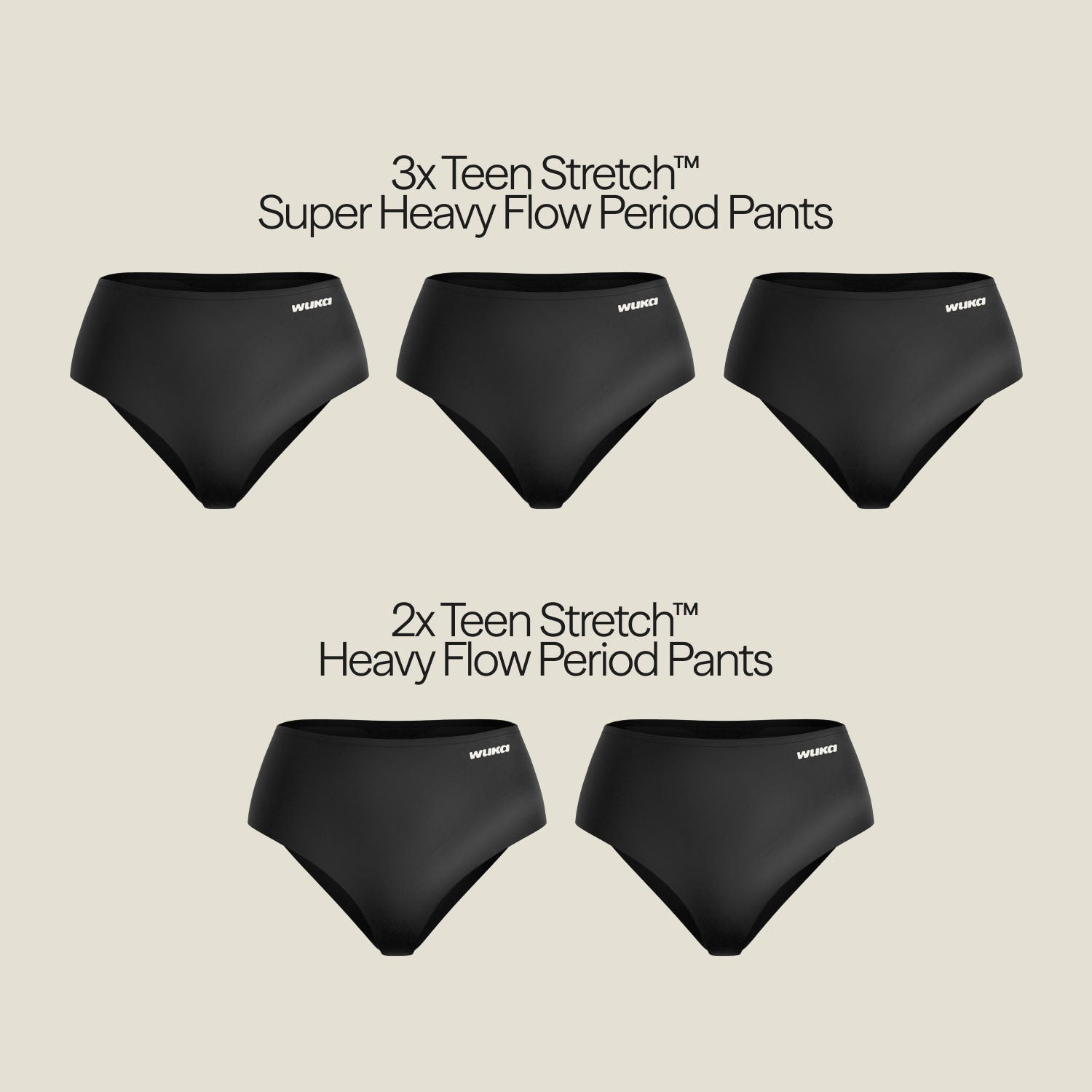 WUKA Period School Week Set - 5 Stretch Super + Wet Bag