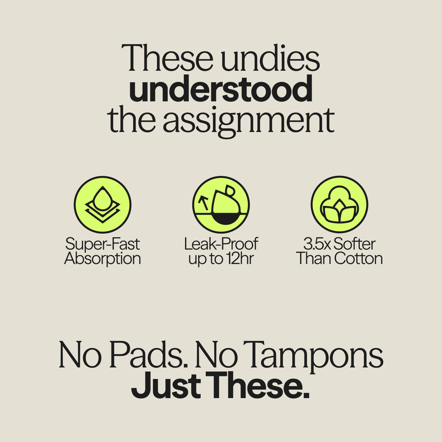 USP graphic highlighting key benefits of WUKA Ultimate™ Midi Briefs for heavy flow: super-fast absorption, up to 12-hour leak protection, and 3.5x softer than cotton.