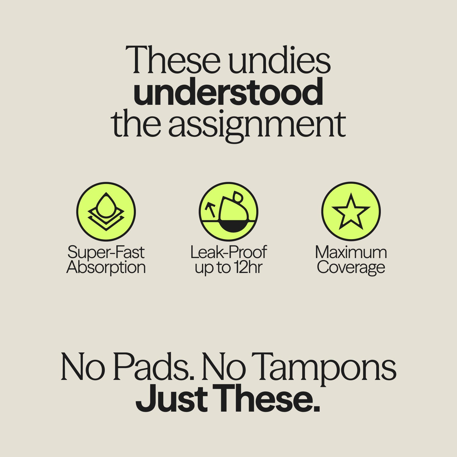 Graphic showing features of WUKA Ultimate™ Midi Brief Super Heavy Flow: super-fast absorption, leak-proof up to 12 hours, and maximum coverage.