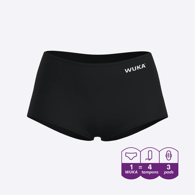 WUKA Stretch Boxer Short Teen Style 7 Pack Style Heavy Absorbency Black Colour 3D Cut-out Front