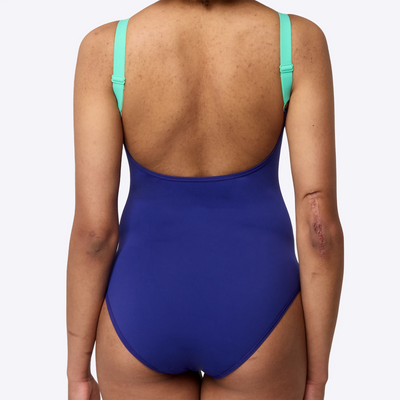 WUKA Period Two-Tone Scoopback Swimsuit - Green/Blue - Back