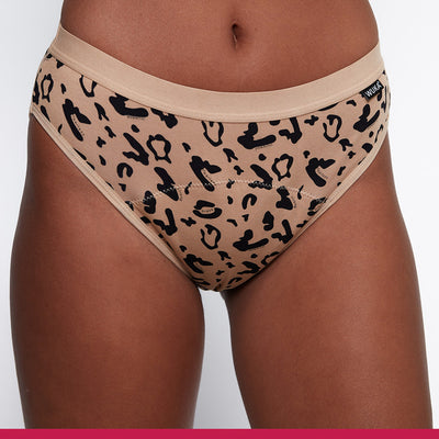 WUKA Print Bikini Period Pants Style Heavy Flow Leopard Colour Front