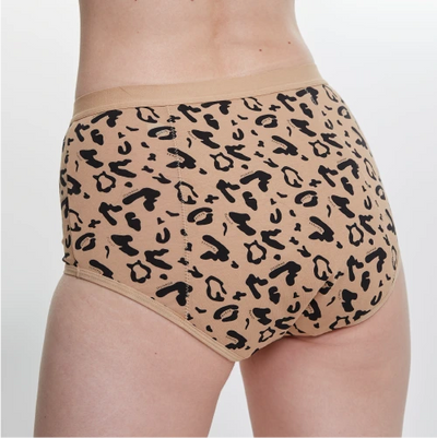 WUKA Print High Waist Period Pants Style Heavy Flow Leopard Colour Back