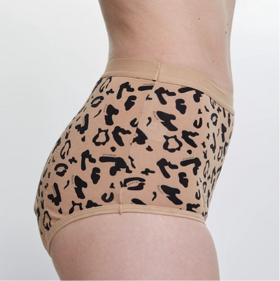 WUKA Print High Waist Period Pants Style Heavy Flow Leopard Colour Side