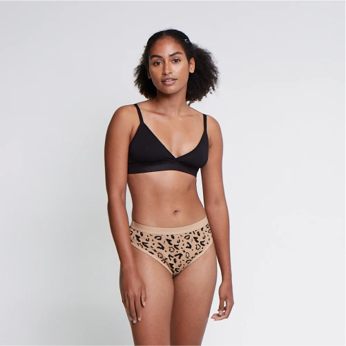 WUKA Print Bikini Period Pants Style Heavy Overnight Flow Leopard Colour Full Front