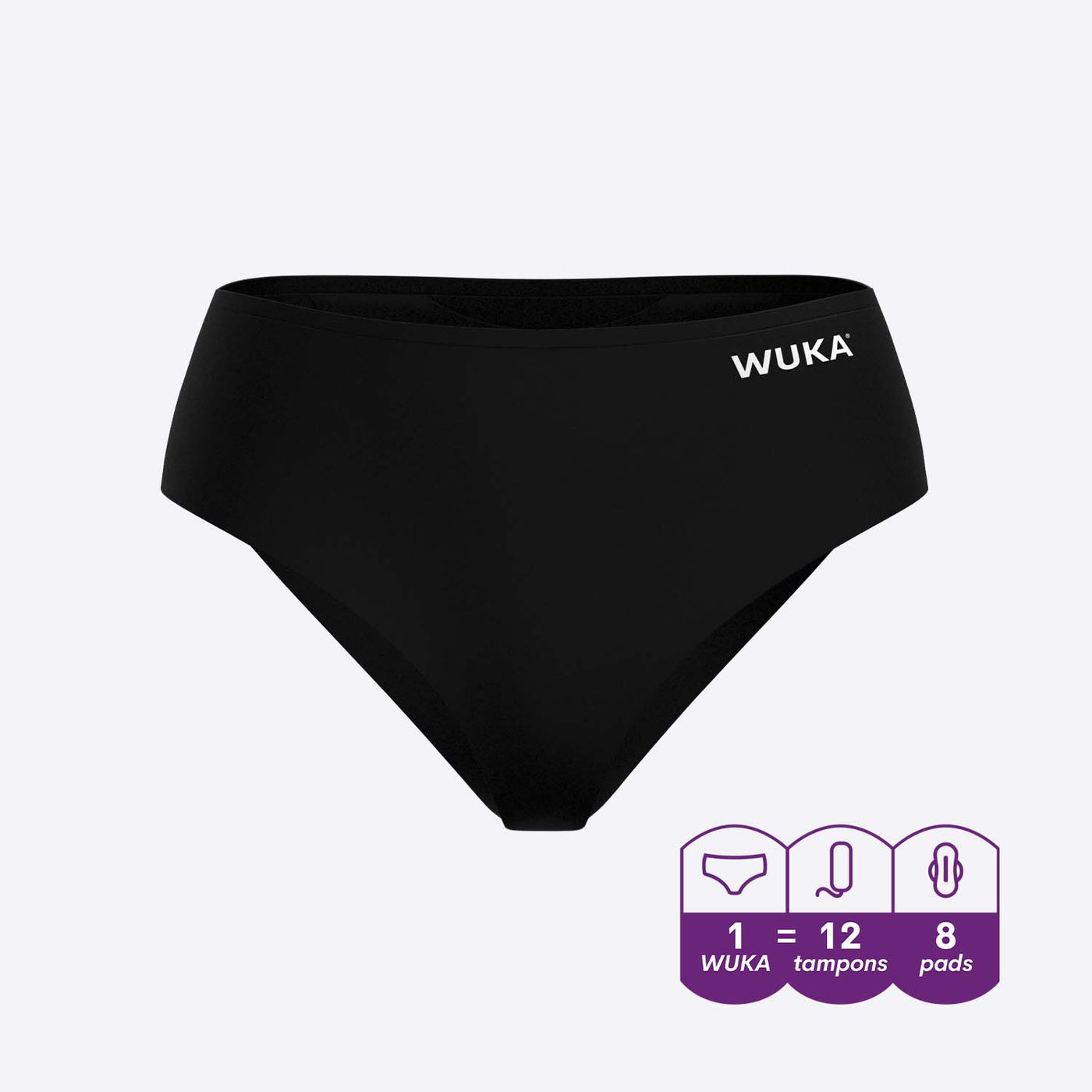 WUKA Teen Stretch Super Period Pants Bikini Brief Style Super Heavy Flow Black Cutout Front