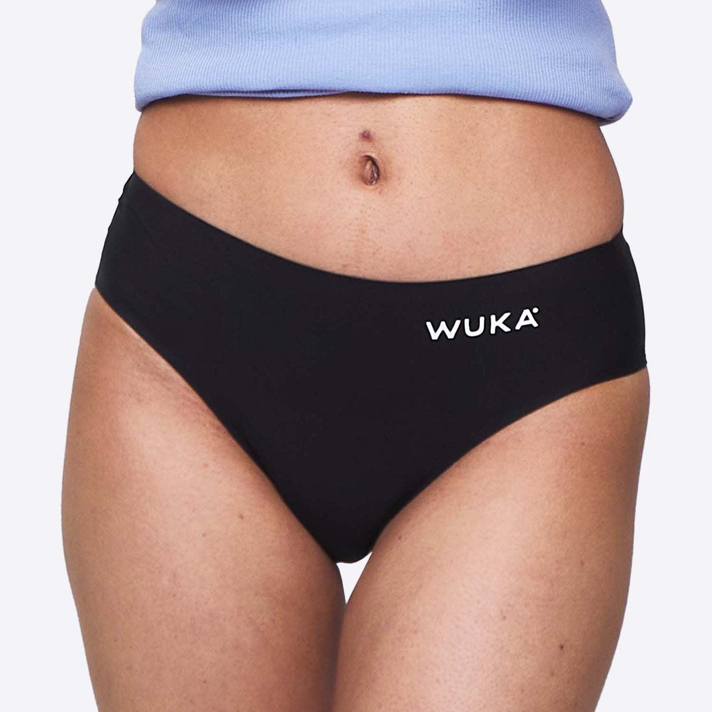 WUKA Teen Stretch Super Period Pants Bikini Brief Style Super Heavy Flow Black Front