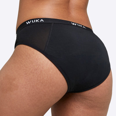WUKA Ultimate Midi brief 3 Pack Cycle Set Style Heavy Flow Black Colour Back
