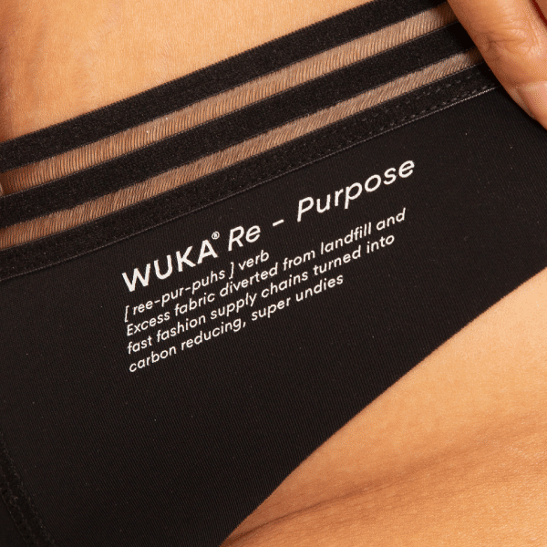 WUKA Re-Purpose Brazilian Thong Period Pants Style Light Flow Black Colour Detail