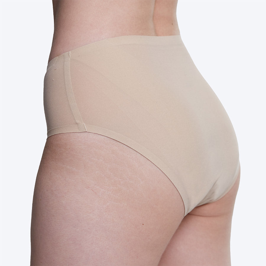 WUKA Stretch Seamless Midi Brief Period Pants Style Heavy Flow Light Nude Colour Back
