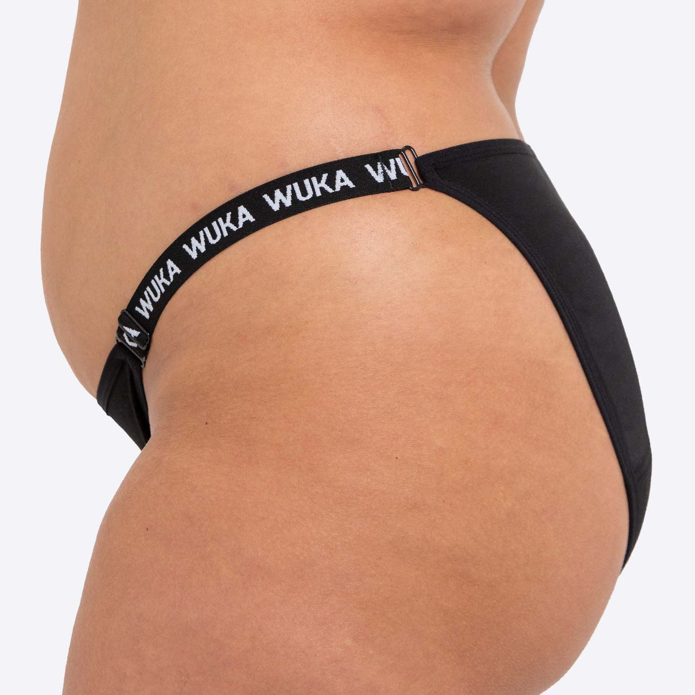 WUKA Flex Logo Bikini Period Pants Style Medium Flow Black Colour Side Large Model