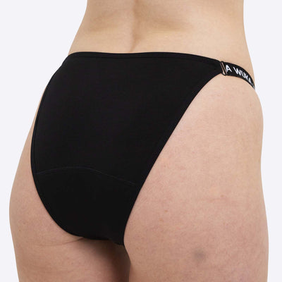 WUKA Flex Logo Bikini Period Pants Style Medium Flow Black Colour Back Small Model