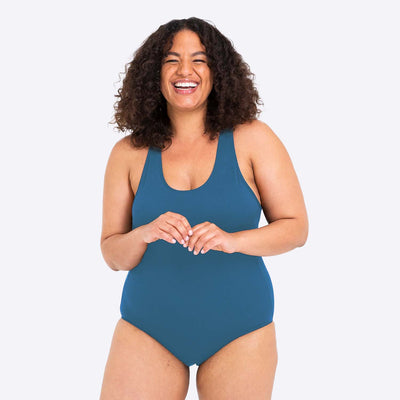 WUKA Scoop Back Period Swimsuit Style Medium Flow Blue Colour Front