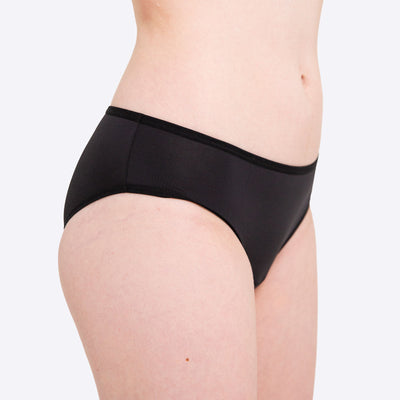 New WUKA teen leak-proof period swimwear in Black - side view  - Light/Medium flow