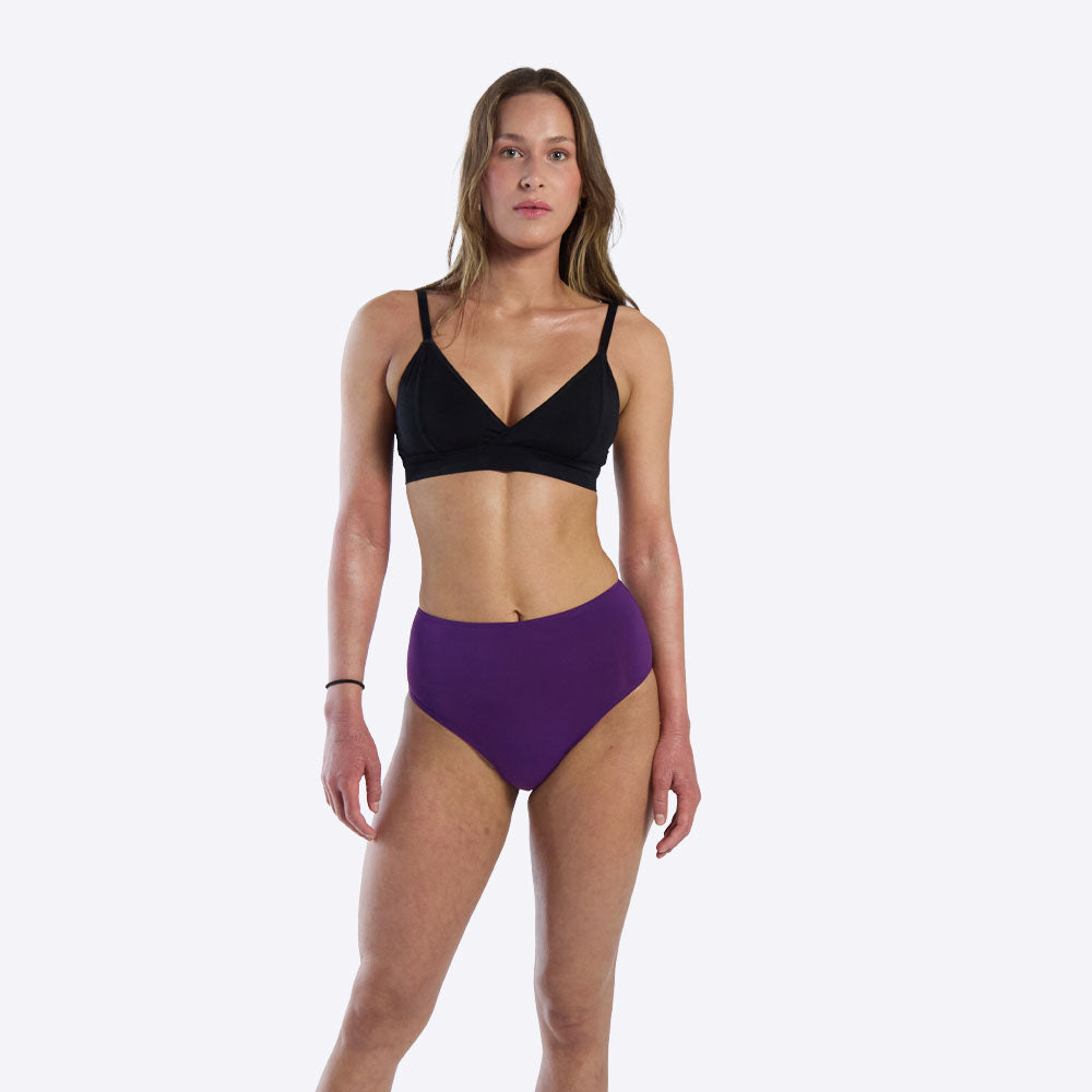 WUKA Period Swim High Waist Style Light Flow Purple Colour Full Front