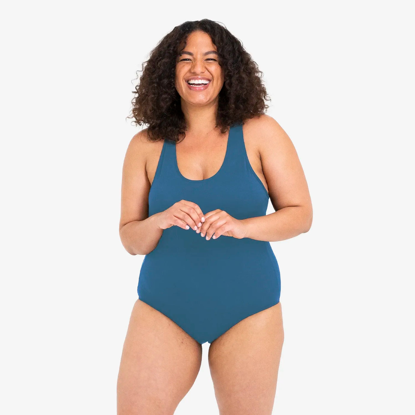 WUKA Scoop Back Period Swimsuit Style Medium Flow Blue Colour Front 