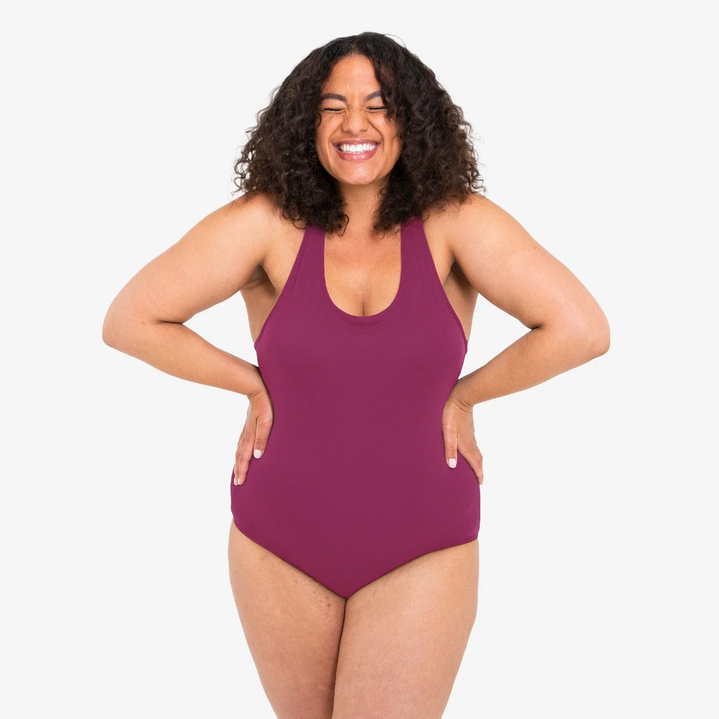 WUKA Scoop Back Period Swimsuit - Deep Pink - Front view